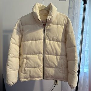 Levi corduroy puffer jacket in off white/creme